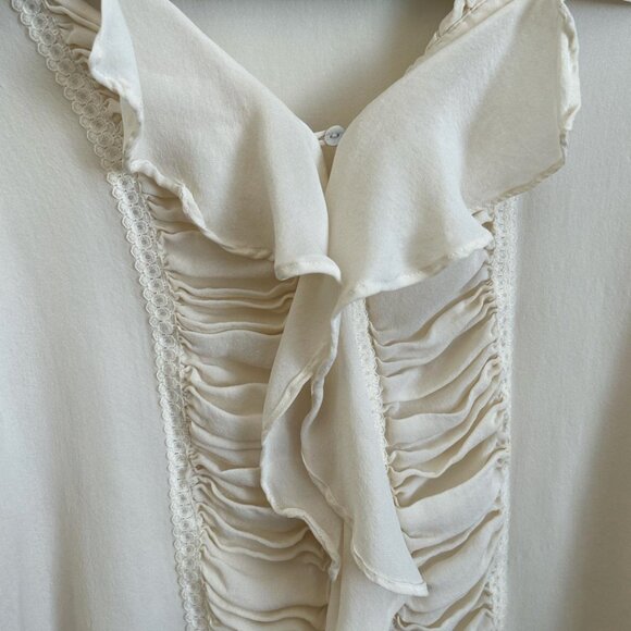 vintage sheer cream/white statement long sleeve blouse - Picture 3 of 4